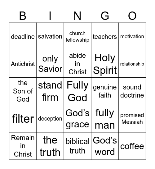 Pastor Bingo Card