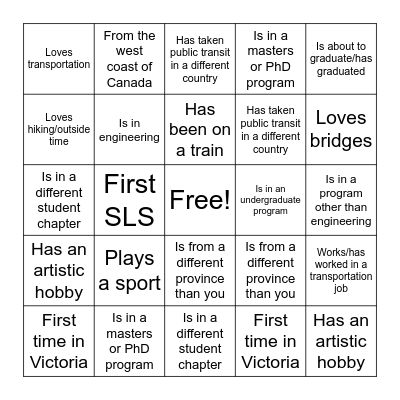 STUDENT MIXER BINGO!! Bingo Card