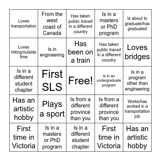 STUDENT MIXER BINGO!! Bingo Card
