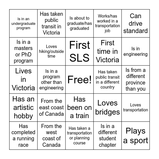 STUDENT MIXER BINGO!! Bingo Card