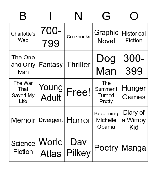 Genre BINGO! Bingo Card