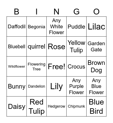 Spring Bingo! Bingo Card