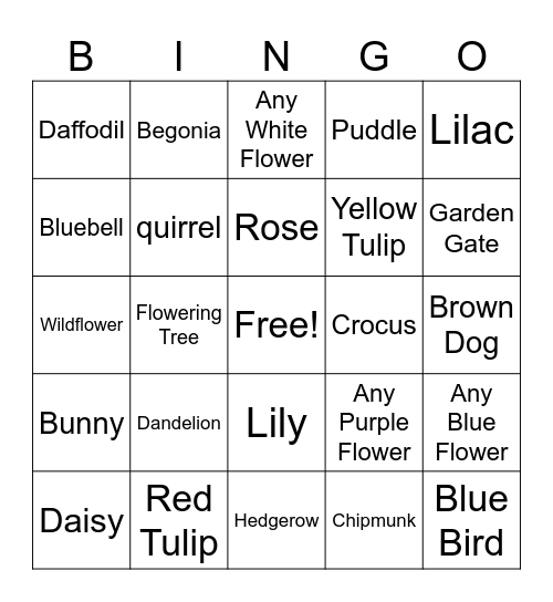 Spring Bingo! Bingo Card