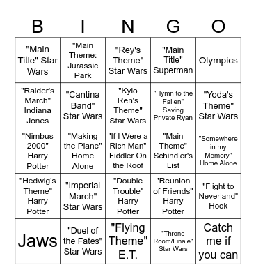 JOHN WILLIAMS Bingo Card