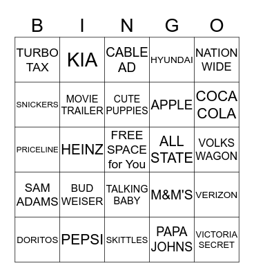 Superbowl LI Patriots vs. Falcons Bingo Card