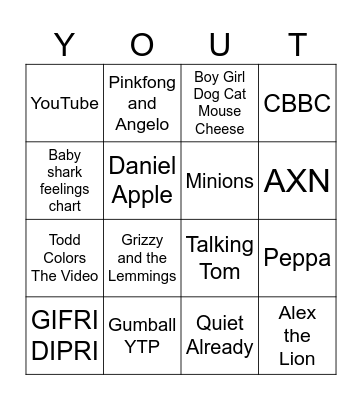YouTube Bingo Card