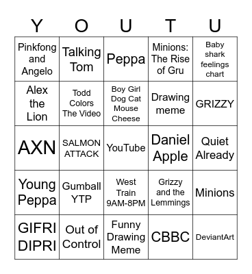 YouTube Bingo Card