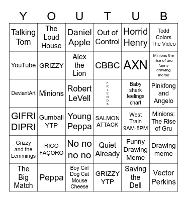 YouTube Bingo Card
