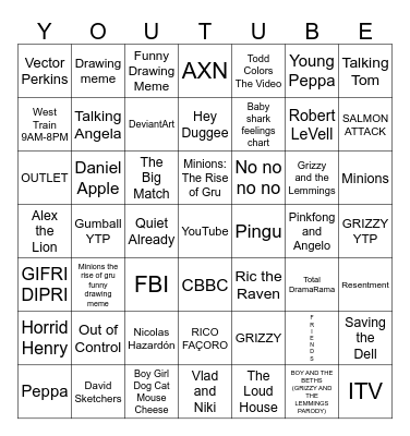 YouTube Bingo Card