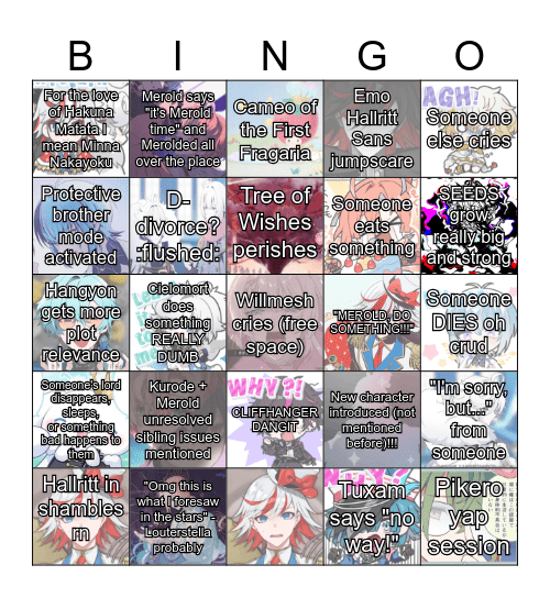 Lost Kitty Arc Part 2 Finale Bingo Card