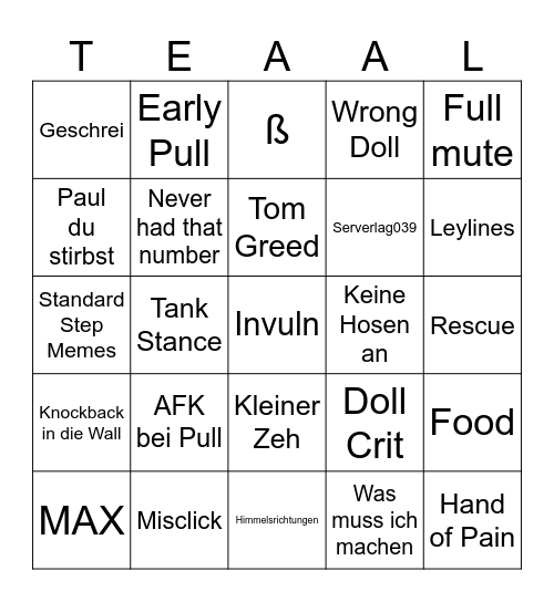 TEA039 Bingo Card