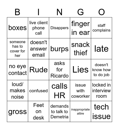 The Return of Office Bingo Card