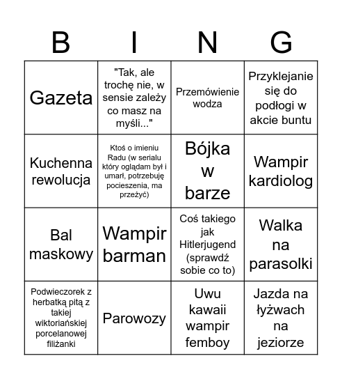 Twoja książka Bingo Card