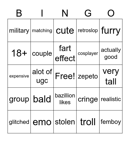 Catalog-Avatar-Creator Roblox Bingo Card