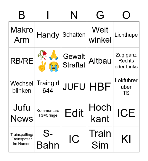Trainspotting/Jufu DE Bingo Tiktok Bingo Card