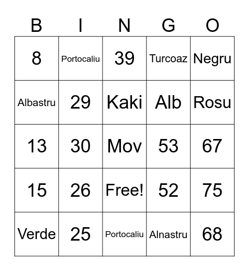 Number Bingo 1-75 Bingo Card