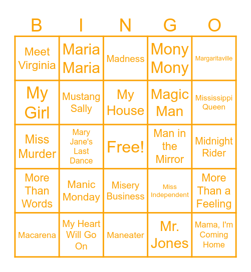 "M" is for "May" Bingo Card
