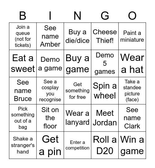 UKGE 2026 Bingo Card