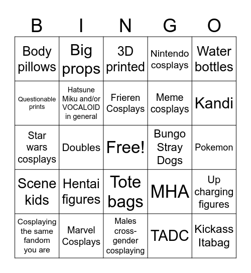 Convention Bingo Card