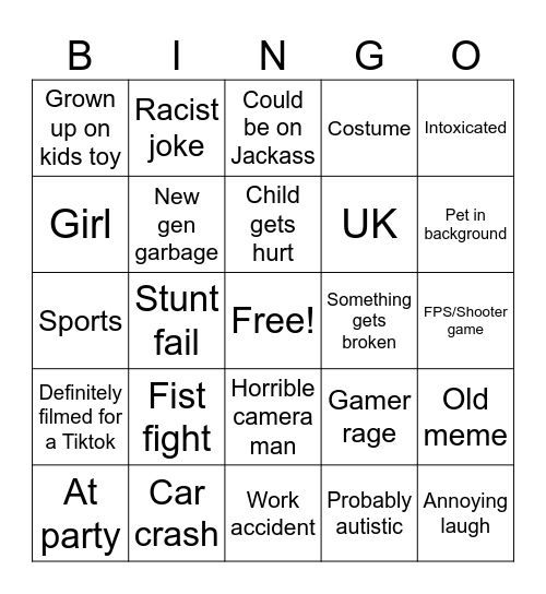 Boys bingo Card