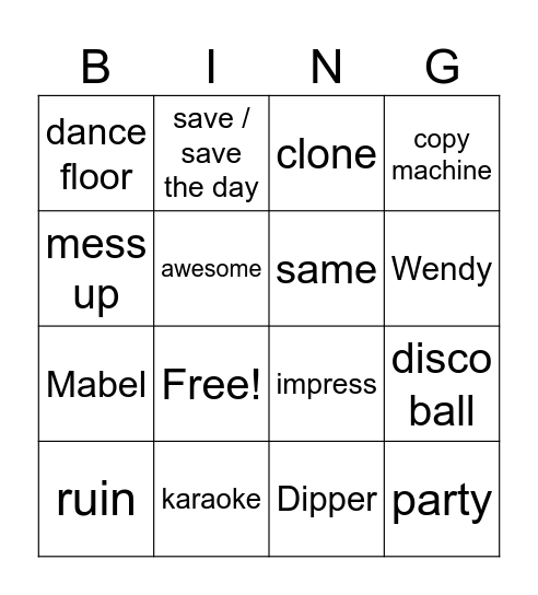Double Dipper Bingo Card
