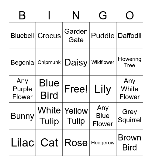 Spring Bingo Card