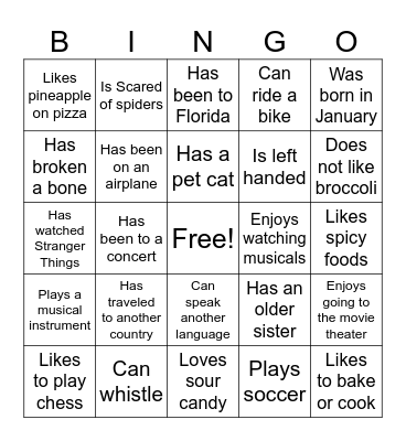 Find Someone Who... Bingo Card