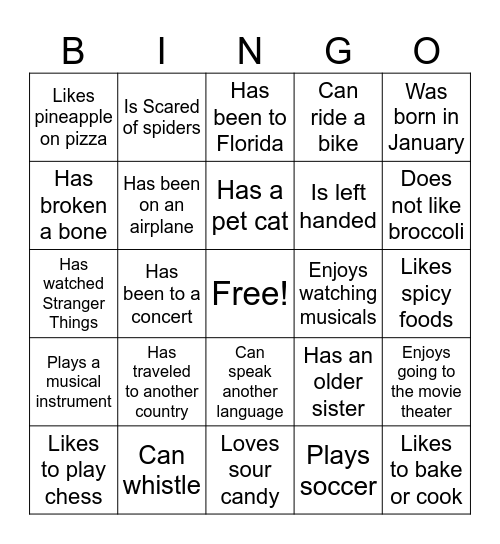 Find Someone Who... Bingo Card