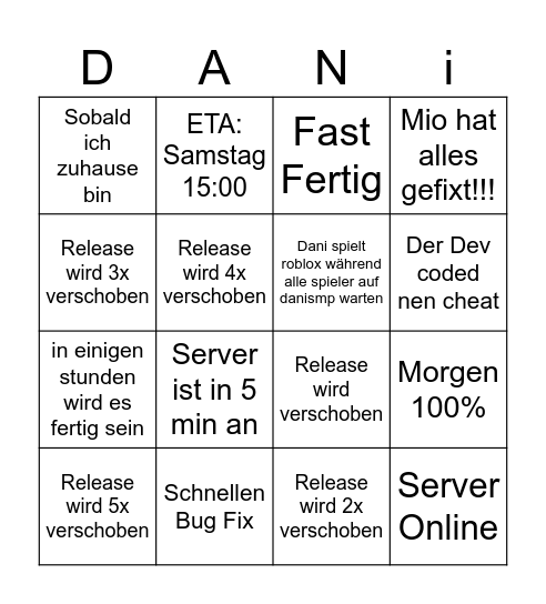 DaniSMP Bingo Card