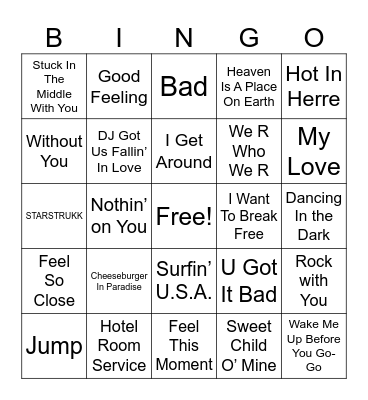Summer Hits Round 2 Bingo Card