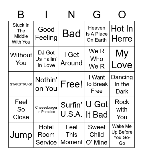 Summer Hits Round 2 Bingo Card
