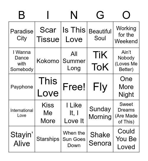 Summer Hits Round 4 Bingo Card