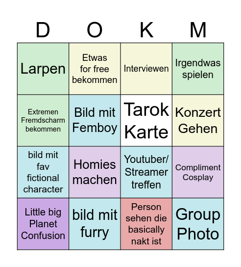 Dokomi Bingo Card