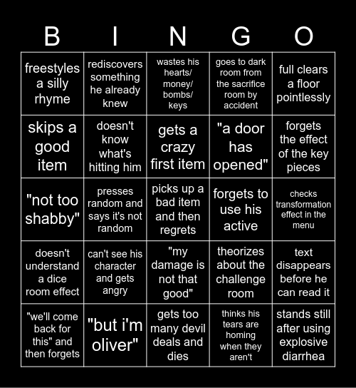 oliver bingo Card
