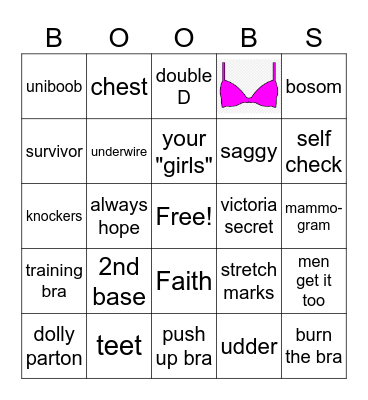 Boobie Bingo Card
