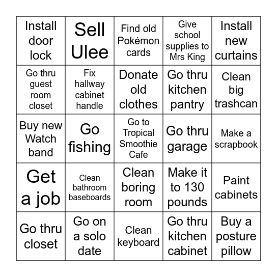 To Do Bingo Card