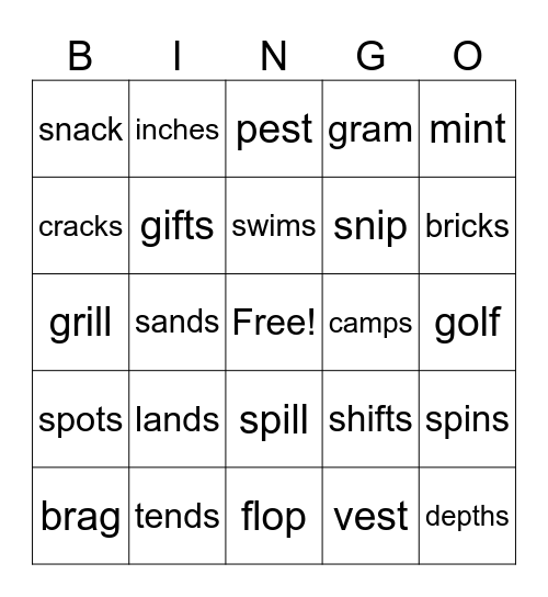 2.2 Bingo Card