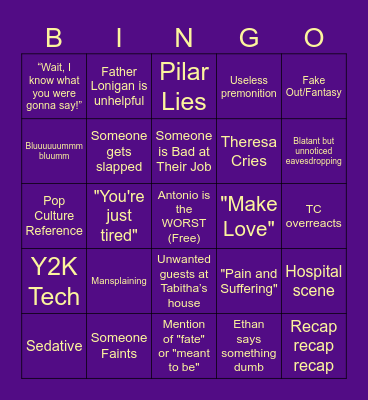 Passions Bingo Card