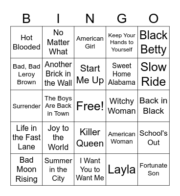 Classic Rock (3) Bingo Card