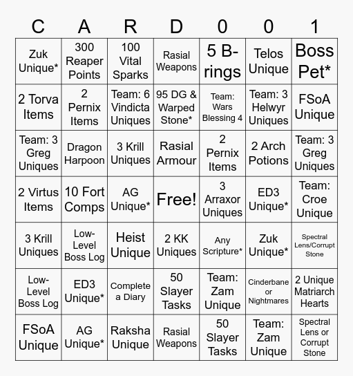 GIM Bingo Card