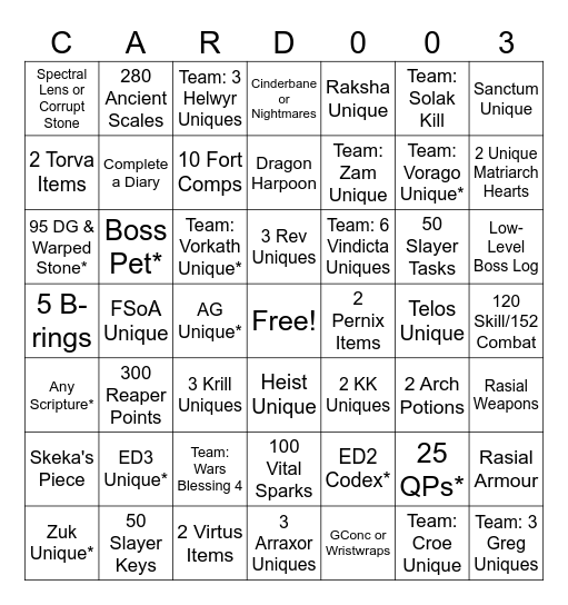 GIM Bingo Card