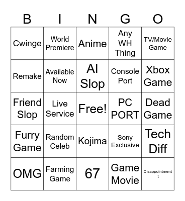 State Of Game Bingo Card