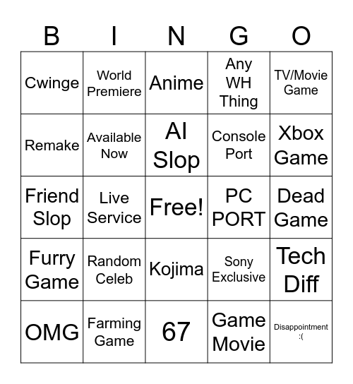 State Of Game Bingo Card