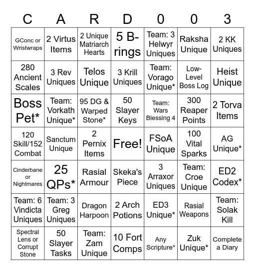 GIM Bingo Card