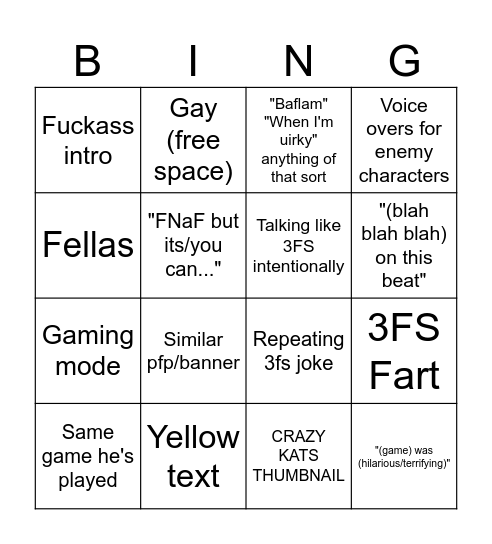3FS Copy Cat? Bingo Card