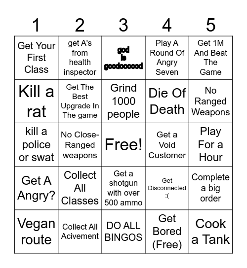 burbur bingo Card