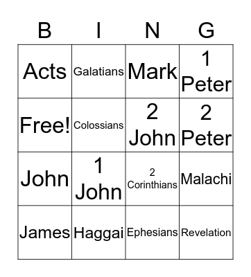 Bible Bingo Card