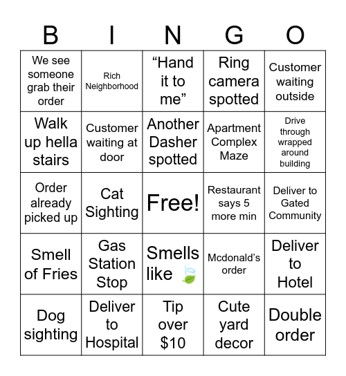 DOORDASH! Bingo Card