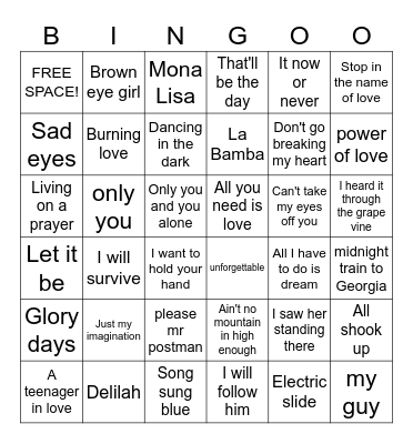 Musical Bungo Volume 2 Bingo Card