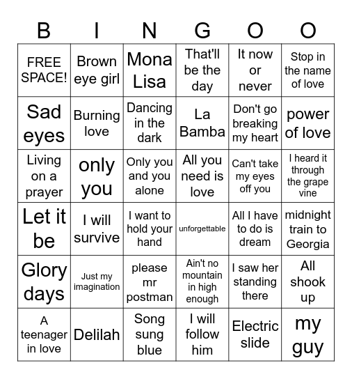 Musical Bungo Volume 2 Bingo Card